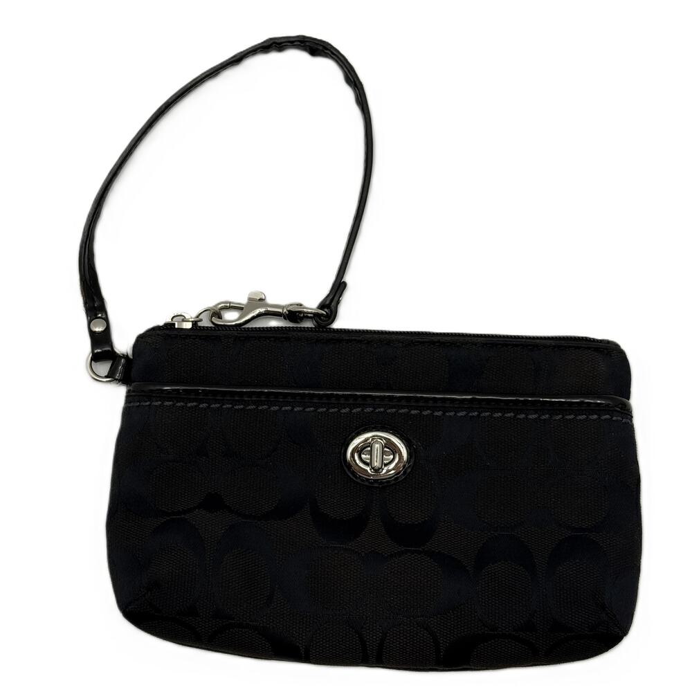 Coach Black Fabric Wristlet Clutch Purse